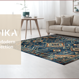Ultra Soft Area Rug, Non Slip, Stain Resistant, Washable Area Rugs for Living Room, Bedroom, Colorful Ethnic Patterned Rug(Blue)