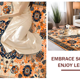 Ultra Soft Area Rug, Non Slip, Stain Resistant, Washable Area Rugs for Living Room, Bedroom, Whimsical Vintage Blossom Arrangement(Orange)