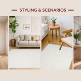 Ultra Soft Area Rug, Non Slip, Stain Resistant, Washable Area Rugs for Living Room, Bedroom, Transitional Earth Tones Elegance(White)
