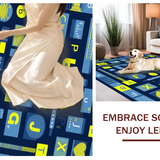 Ultra Soft Area Rug, Non Slip, Stain Resistant, Washable Area Rugs for Living Room, Bedroom, Stylish Alphabetic Whirl Pattern(Blue)