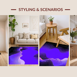 Ultra Soft Area Rug, Non Slip, Stain Resistant, Washable Area Rugs for Living Room, Bedroom, Vibrant Abstract Geometric Waves(Purple)