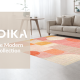 Ultra Soft Area Rug, Non Slip, Stain Resistant, Washable Area Rugs for Living Room, Bedroom, Chic Velvet-Look Rug with Artful Dot Matrix and Contemporary Peach Tones(Pink)