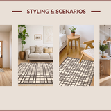 Ultra Soft Area Rug, Non Slip, Stain Resistant, Washable Area Rugs for Living Room, Bedroom, Chic Contemporary Geometric Motif(Beige)