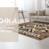 Ultra Soft Area Rug, Non Slip, Stain Resistant, Washable Area Rugs for Living Room, Bedroom, Cozy Earthy Toned Ethnic Artwork(Brown)