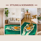 Ultra Soft Area Rug, Non Slip, Stain Resistant, Washable Area Rugs for Living Room, Bedroom, Vibrant Emerald Animal Print(Orange)