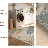 Ultra Soft Area Rug, Non Slip, Stain Resistant, Washable Area Rugs for Living Room, Bedroom, Elegant Vintage Geometric Fusion(Gray)