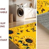 Ultra Soft Area Rug, Non Slip, Stain Resistant, Washable Area Rugs for Living Room, Bedroom, Vibrant Retro Butterfly Motif(Yellow)