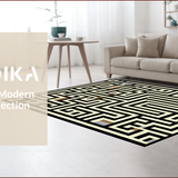Ultra Soft Area Rug, Non Slip, Stain Resistant, Washable Area Rugs for Living Room, Bedroom, Geometric Black Beige Living Room Area Rug(Beige)