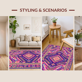 Ultra Soft Area Rug, Non Slip, Stain Resistant, Washable Area Rugs for Living Room, Bedroom, Dynamic Multicolor Geometric Textile(Purple)