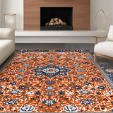 Ultra Soft Area Rug, Non Slip, Stain Resistant, Washable Area Rugs for Living Room, Bedroom, Chic Retro Geometric Color Palette(Orange)