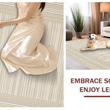 Ultra Soft Area Rug, Non Slip, Stain Resistant, Washable Area Rugs for Living Room, Bedroom, Chic Neutral Scalloped Patterned Piece(Beige)