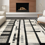Ultra Soft Area Rug, Non Slip, Stain Resistant, Washable Area Rugs for Living Room, Bedroom, Contemporary Porch Stripe Rug with Sleek Lines and Eye-Catching Contrast Pattern(Gray)