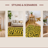 Ultra Soft Area Rug, Non Slip, Stain Resistant, Washable Area Rugs for Living Room, Bedroom, 3D Geometric Yoga Space Soft Washable Carpet(Gold)