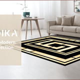 Ultra Soft Area Rug, Non Slip, Stain Resistant, Washable Area Rugs for Living Room, Bedroom, Glamorous Black Gold Geometric Design(Gold)