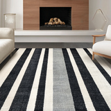 Ultra Soft Area Rug, Non Slip, Stain Resistant, Washable Area Rugs for Living Room, Bedroom, Monochrome Striped Floor Covering With Contemporary Geometric Lines Rug(Gray)