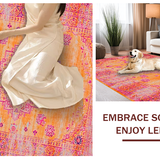 Ultra Soft Area Rug, Non Slip, Stain Resistant, Washable Area Rugs for Living Room, Bedroom, Elegant Ogee Style with Rich Hues(Orange)