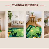 Ultra Soft Area Rug, Non Slip, Stain Resistant, Washable Area Rugs for Living Room, Bedroom, Colorful Animal Jungle Illustrations(Green)