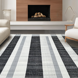 Ultra Soft Area Rug, Non Slip, Stain Resistant, Washable Area Rugs for Living Room, Bedroom, Black White Stripe Floor Rug(Gray)