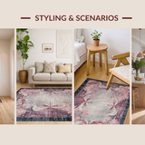 Ultra Soft Area Rug, Non Slip, Stain Resistant, Washable Area Rugs for Living Room, Bedroom, Coquette Ribbon Knot Pattern Rug with Whimsical Bow Motif and Curved Detailing(Pink)