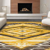 Ultra Soft Area Rug, Non Slip, Stain Resistant, Washable Area Rugs for Living Room, Bedroom, Sophisticated Geometric Trellis Style(Yellow)
