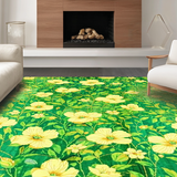 Ultra Soft Area Rug, Non Slip, Stain Resistant, Washable Area Rugs for Living Room, Bedroom, Whimsical Flower Circular Pattern(Green)