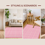 Ultra Soft Area Rug, Non Slip, Stain Resistant, Washable Area Rugs for Living Room, Bedroom, Serene Minimalist Pink and White(Pink)