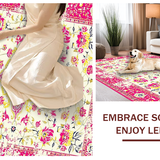 Ultra Soft Area Rug, Non Slip, Stain Resistant, Washable Area Rugs for Living Room, Bedroom, Vibrant Retro Flower Composition(White)