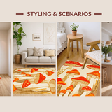 Ultra Soft Area Rug, Non Slip, Stain Resistant, Washable Area Rugs for Living Room, Bedroom, Charming Red Mushroom Pattern(Orange)
