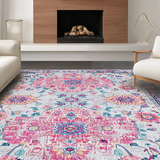 Ultra Soft Area Rug, Non Slip, Stain Resistant, Washable Area Rugs for Living Room, Bedroom, Chic Modern Tiled Aesthetic(White)