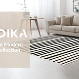 Ultra Soft Area Rug, Non Slip, Stain Resistant, Washable Area Rugs for Living Room, Bedroom, Linear Ebony Accent Rug, Woven Stripe Design, Graphic Woven Floor Covering(Black)