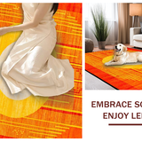 Ultra Soft Area Rug, Non Slip, Stain Resistant, Washable Area Rugs for Living Room, Bedroom, Lively Abstract Spectrum Motif(Orange)