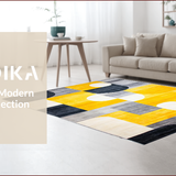 Ultra Soft Area Rug, Non Slip, Stain Resistant, Washable Area Rugs for Living Room, Bedroom, Vibrant Abstract Geometric Artwork(Yellow)