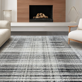 Ultra Soft Area Rug, Non Slip, Stain Resistant, Washable Area Rugs for Living Room, Bedroom, Black White Striped Floor Rug, Refined Style(Black)