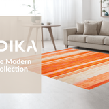 Ultra Soft Area Rug, Non Slip, Stain Resistant, Washable Area Rugs for Living Room, Bedroom, Artful Stripes with Playful Vibes(Orange)