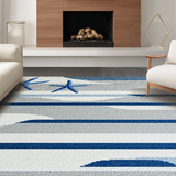 Ultra Soft Area Rug, Non Slip, Stain Resistant, Washable Area Rugs for Living Room, Bedroom, Vibrant Abstract Sea Motif(Gray)