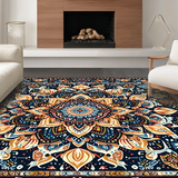 Ultra Soft Area Rug, Non Slip, Stain Resistant, Washable Area Rugs for Living Room, Bedroom, Artistic Multi-Tone Swirl Pattern(Blue)