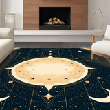 Ultra Soft Area Rug, Non Slip, Stain Resistant, Washable Area Rugs for Living Room, Bedroom, Chic Geometric Cosmic Composition(Gold)