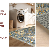 Ultra Soft Area Rug, Non Slip, Stain Resistant, Washable Area Rugs for Living Room, Bedroom, Elegant Floral Patterned Aesthetic(Gray)