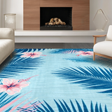 Ultra Soft Area Rug, Non Slip, Stain Resistant, Washable Area Rugs for Living Room, Bedroom, Lush Palm Leaf Aesthetic(Blue)