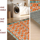 Ultra Soft Area Rug, Non Slip, Stain Resistant, Washable Area Rugs for Living Room, Bedroom, Luxurious Curved Trellis Composition(Orange)