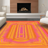 Ultra Soft Area Rug, Non Slip, Stain Resistant, Washable Area Rugs for Living Room, Bedroom, Dynamic Abstract Color Play(Orange)