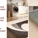 Ultra Soft Area Rug, Non Slip, Stain Resistant, Washable Area Rugs for Living Room, Bedroom, Stylish Monochrome Linear Shapes(Beige)