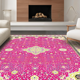 Ultra Soft Area Rug, Non Slip, Stain Resistant, Washable Area Rugs for Living Room, Bedroom, Elegant Pink Trellis Pattern(Pink)