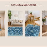 Ultra Soft Area Rug, Non Slip, Stain Resistant, Washable Area Rugs for Living Room, Bedroom, Durable Blue Entryway Area Rug with Intricate Pattern(Blue)