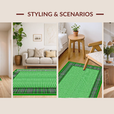 Ultra Soft Area Rug, Non Slip, Stain Resistant, Washable Area Rugs for Living Room, Bedroom, Sleek Minimalist Green Geometry(Green)