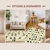 Ultra Soft Area Rug, Non Slip, Stain Resistant, Washable Area Rugs for Living Room, Bedroom, Striking Monochrome Feline Art(Beige)