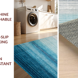 Ultra Soft Area Rug, Non Slip, Stain Resistant, Washable Area Rugs for Living Room, Bedroom, Stripe Patterned Outdoor Porch Mat(Blue)