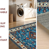 Ultra Soft Area Rug, Non Slip, Stain Resistant, Washable Area Rugs for Living Room, Bedroom, Rustic Geometric Color Fusion(Blue)