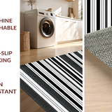 Ultra Soft Area Rug, Non Slip, Stain Resistant, Washable Area Rugs for Living Room, Bedroom, Contemporary Black White Trellis Motif(Black)