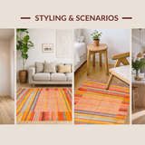 Ultra Soft Area Rug, Non Slip, Stain Resistant, Washable Area Rugs for Living Room, Bedroom, Dynamic Curved Lines with Rich Colors(Orange)